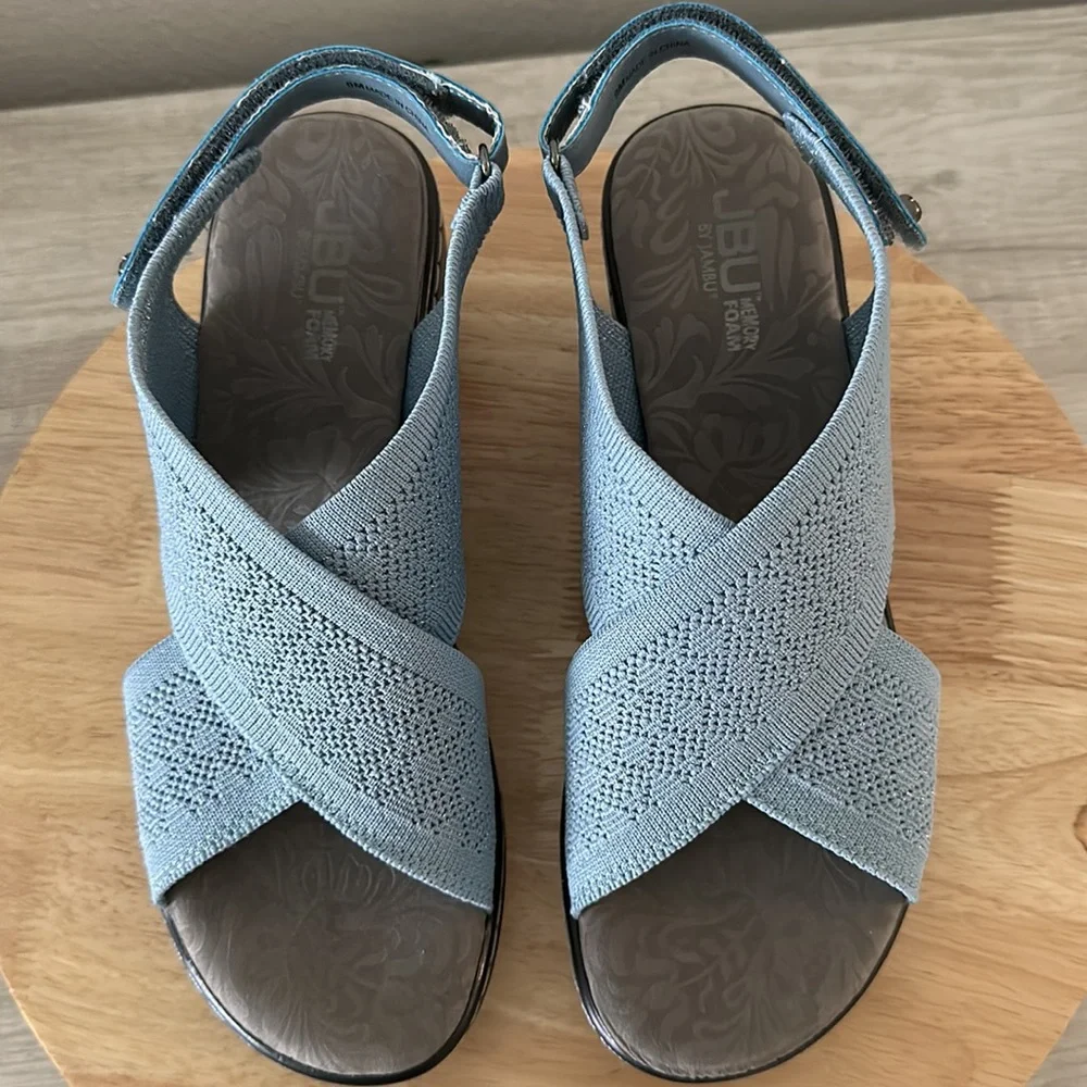JBU by Jambu Alyssa Shimmer Knit Wedge Heel Sandal